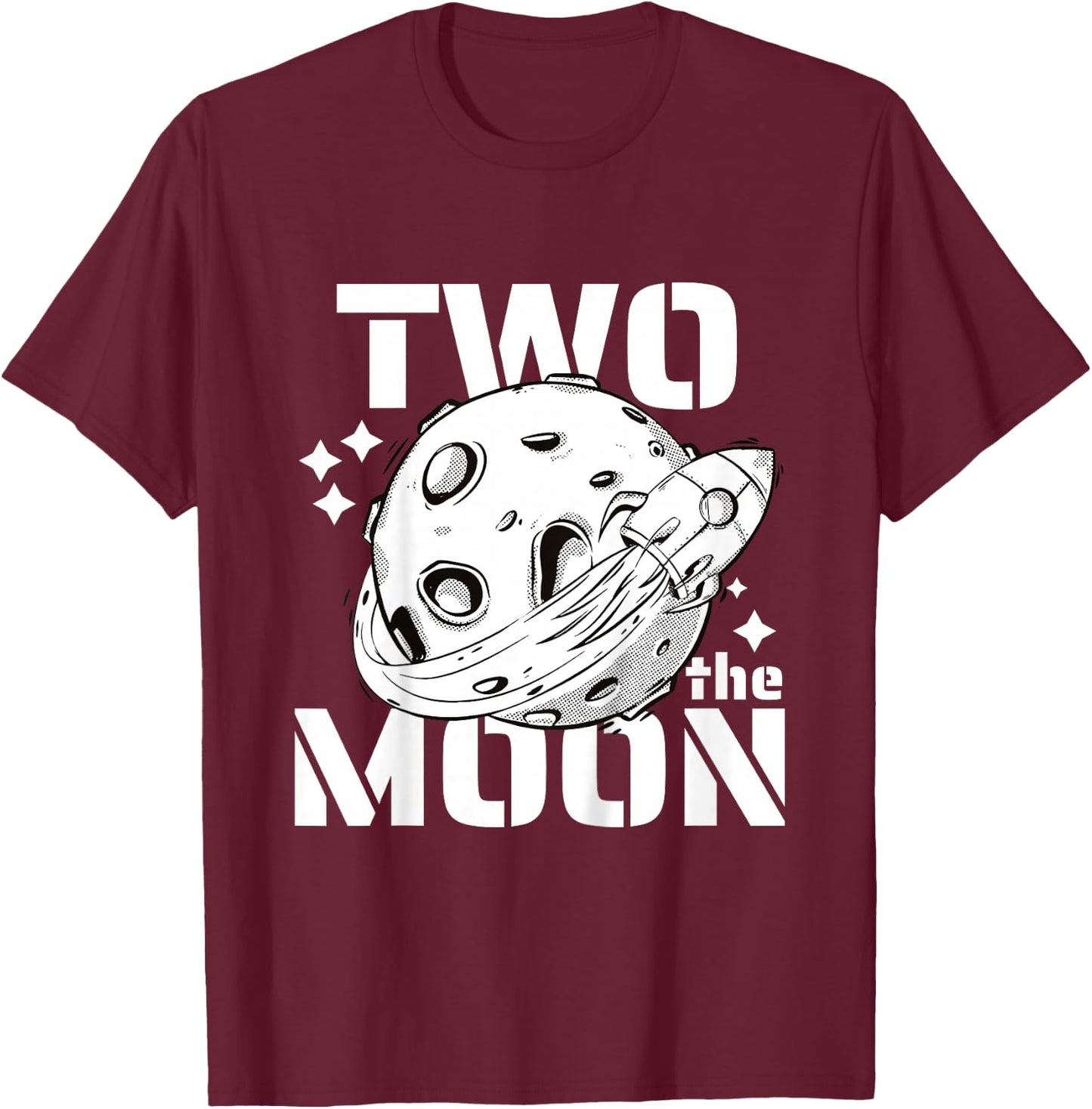Kids Two The Moon 2 Year Old Birthday Boy Space Astronaut Bday T-Shirt - T-Shirt | Maroon