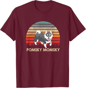 Retro Vintage Pomsky Momsky Pet Pomsky Mommy T-Shirt - T-Shirt | Maroon