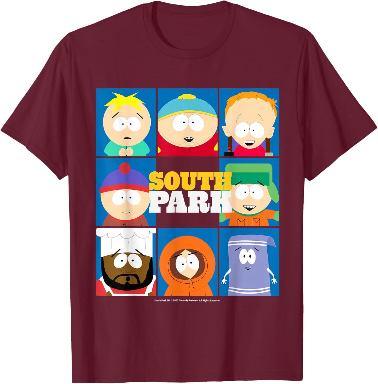 South Park Cast Framed Together T-Shirt - T-Shirt | Maroon