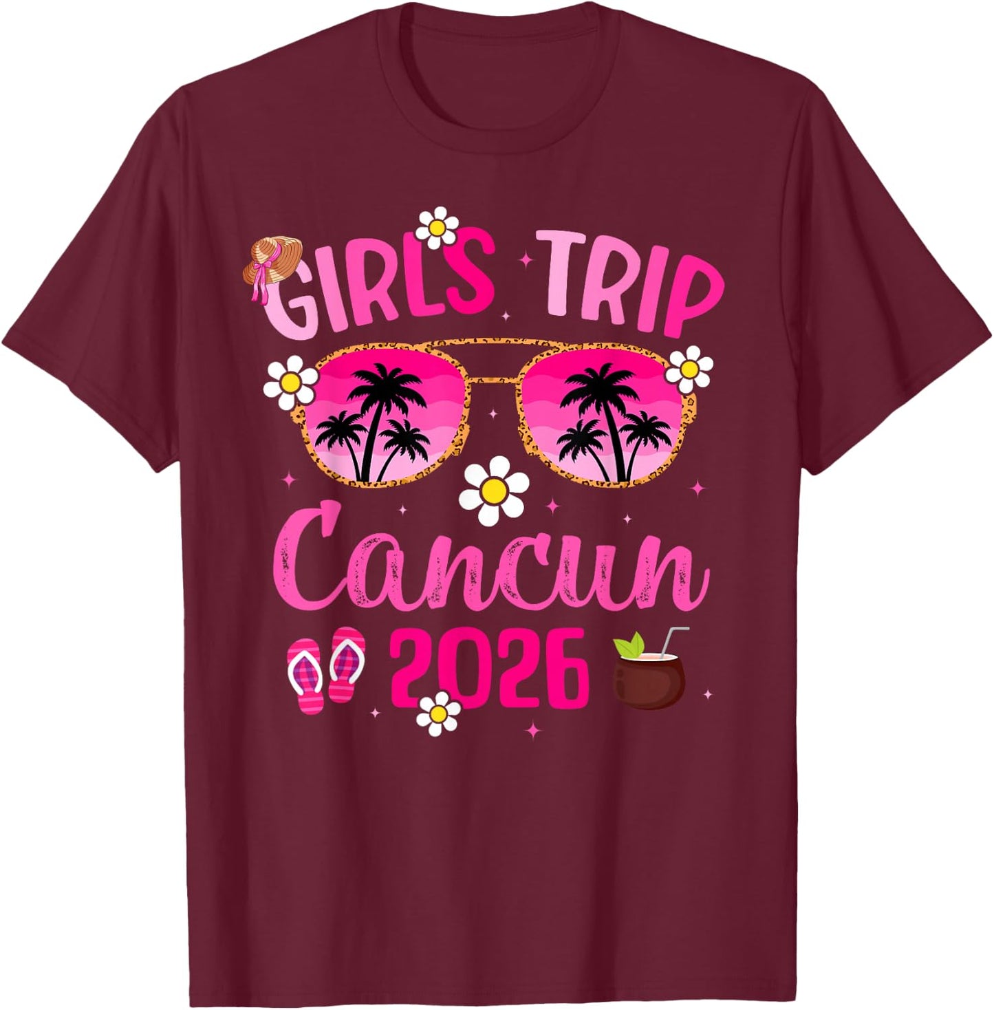 Girl’s Trip Cancun 2026 Besties Cancun, Mexico Vacation T-Shirt - T-Shirt | Maroon