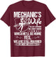 I'm A Mechanic's Wife T Shirt, Mechanic Husband T Shirt T-Shirt - T-Shirt | Maroon