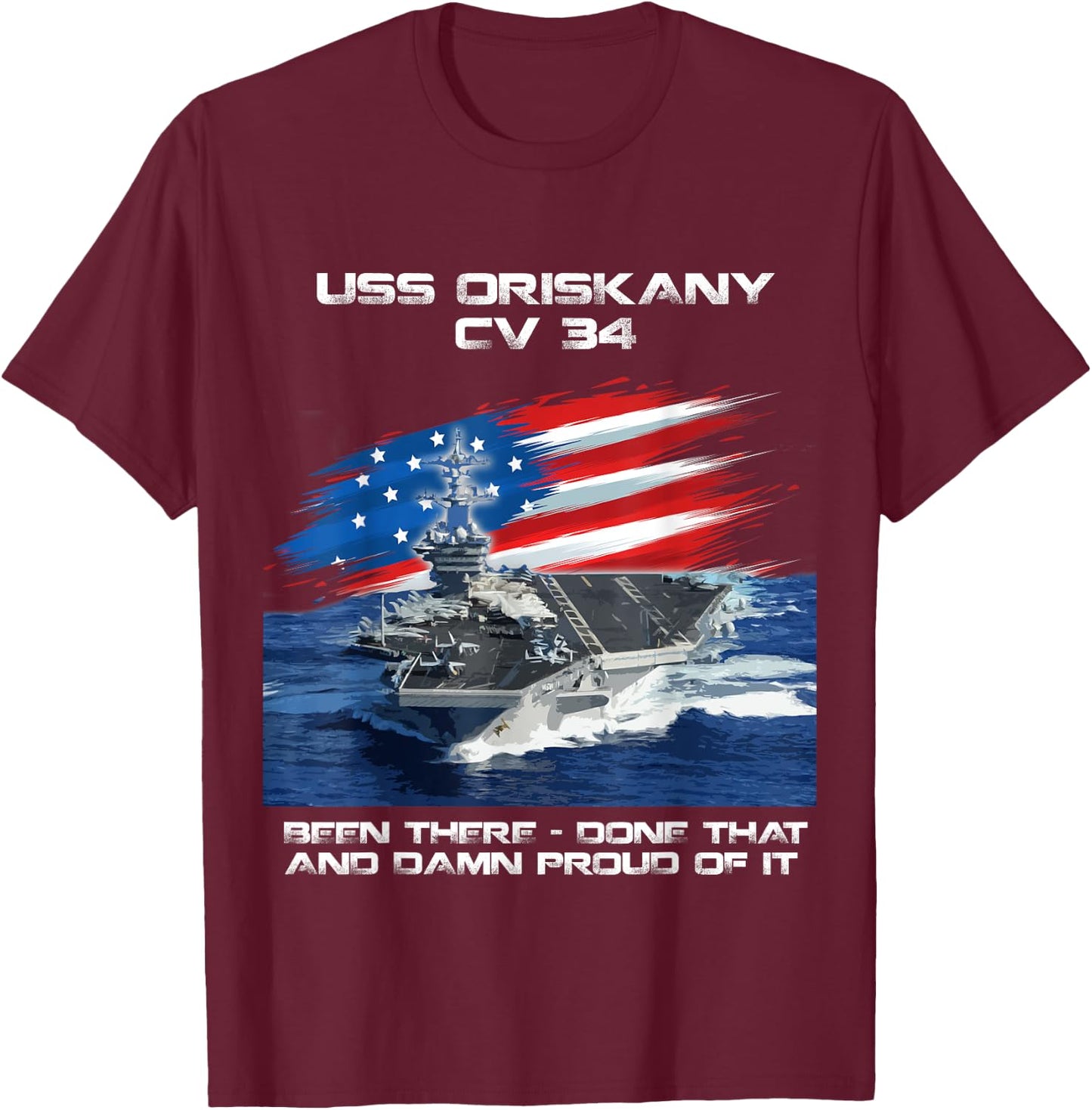 USS Oriskany CV 34 Aircraft Carrier Veteran USA Flag Xmas Men T-Shirt - T-Shirt | Maroon