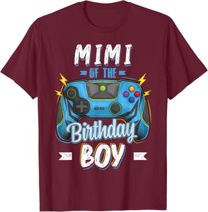 Mimi of the Birthday Boy Matching family Video Gamer party T-Shirt - T-Shirt | Maroon