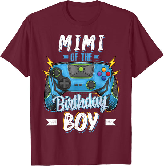Mimi of the Birthday Boy Matching family Video Gamer party T-Shirt - T-Shirt | Maroon