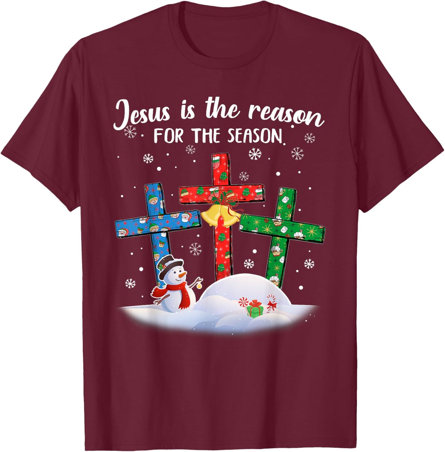 Jesus Is The Reason For The Season Christian Christmas Xmas T-Shirt - T-Shirt | Maroon