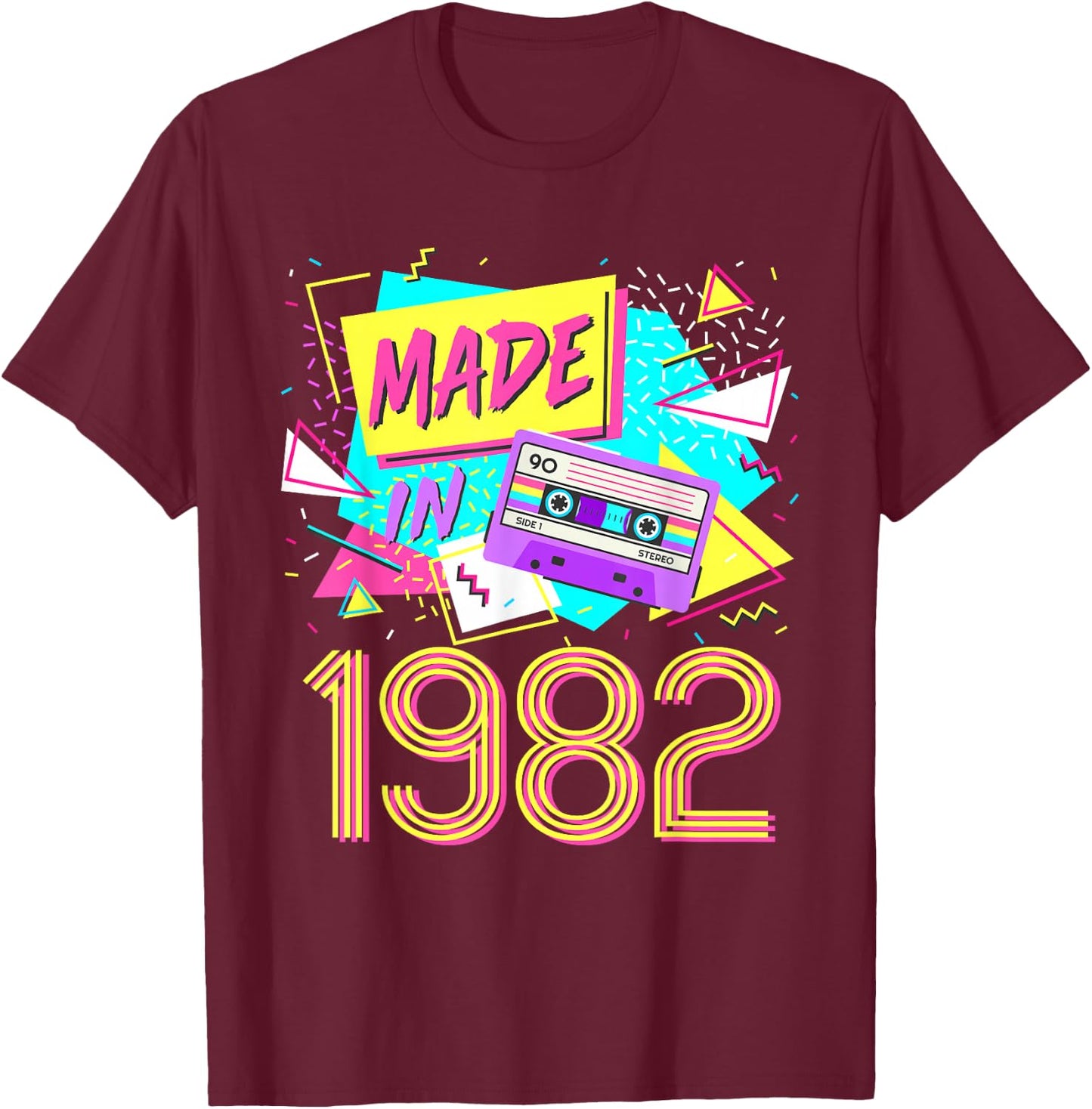 Made in 1982 40 Years Old Retro Vintage 80s 40th Birthday T-Shirt - T-Shirt | Maroon