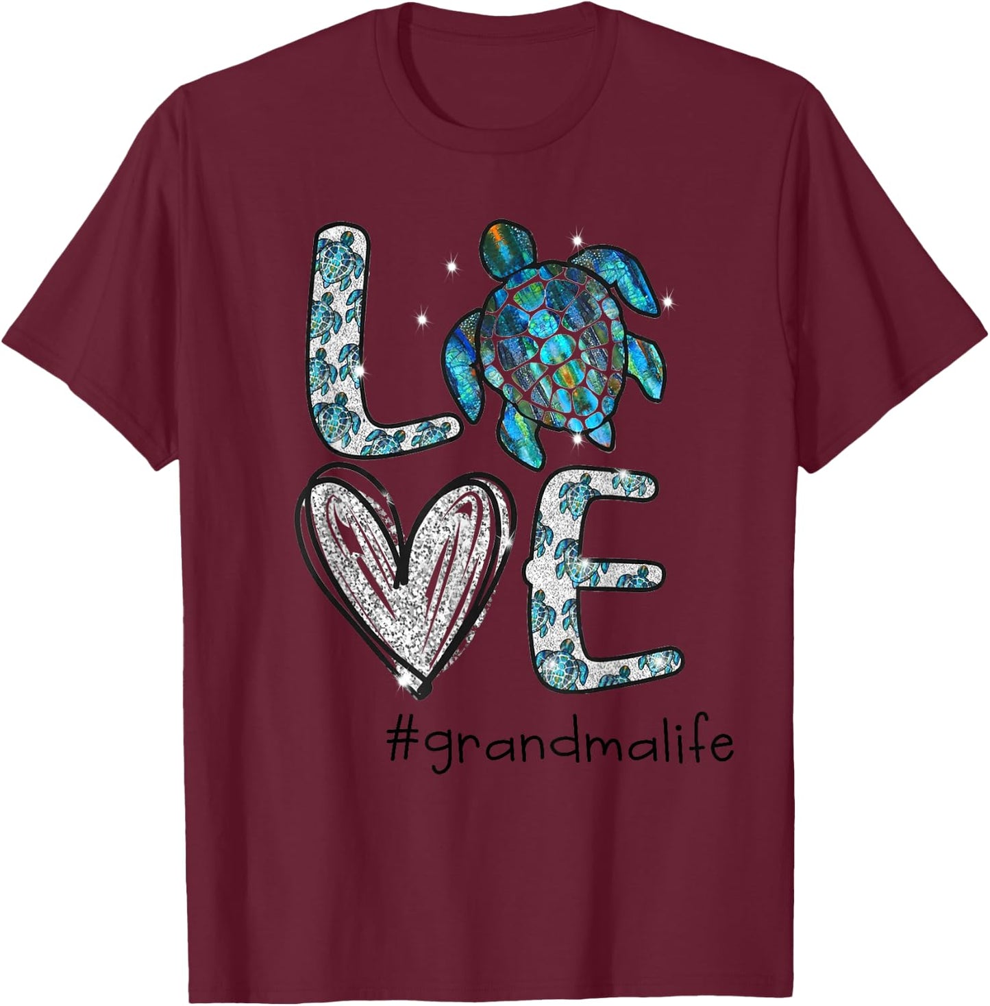 Grandma Turtle - Love Grandma Life Sea Turtle T-Shirt - T-Shirt | Maroon