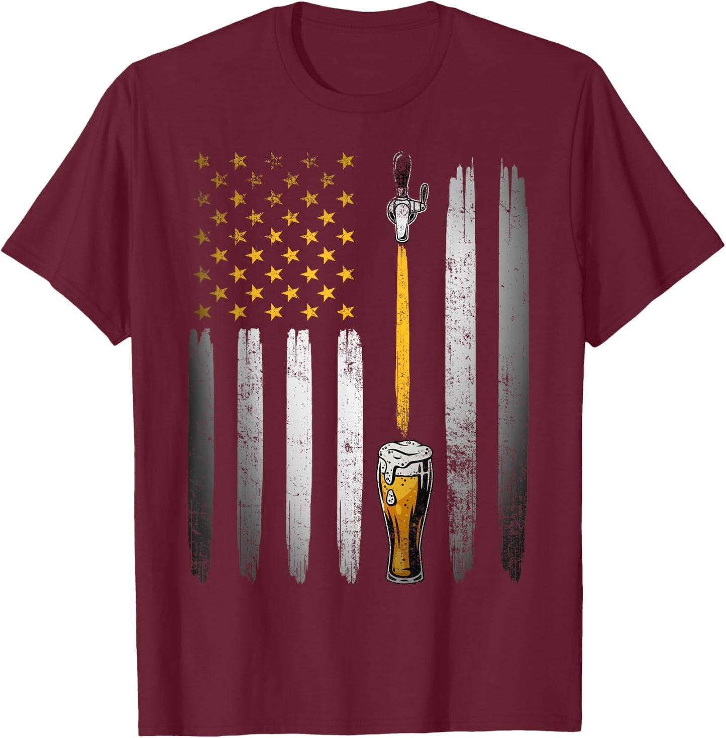 Retro USA US American Flag Beer Craft Brewer Craft Beer Men T-Shirt - T-Shirt | Maroon