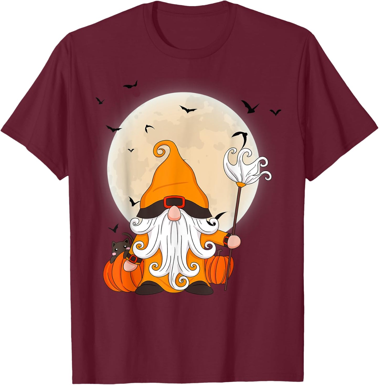 halloween cat gnome cute Gnome Halloween Costume Pumpkin Men Women Kids T-Shirt - T-Shirt | Maroon