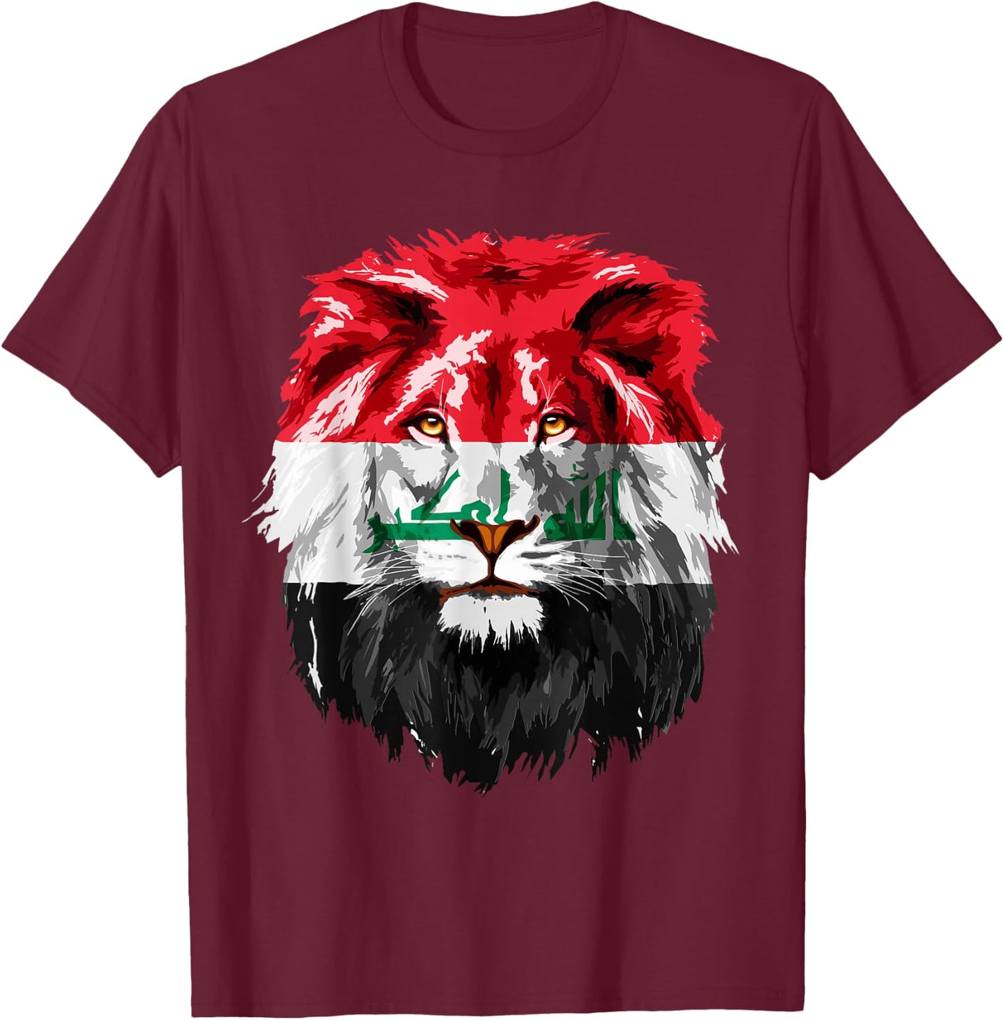 Iraqi Flag Iraq Pride Lion Face Iraq Flag T-Shirt - T-Shirt | Maroon