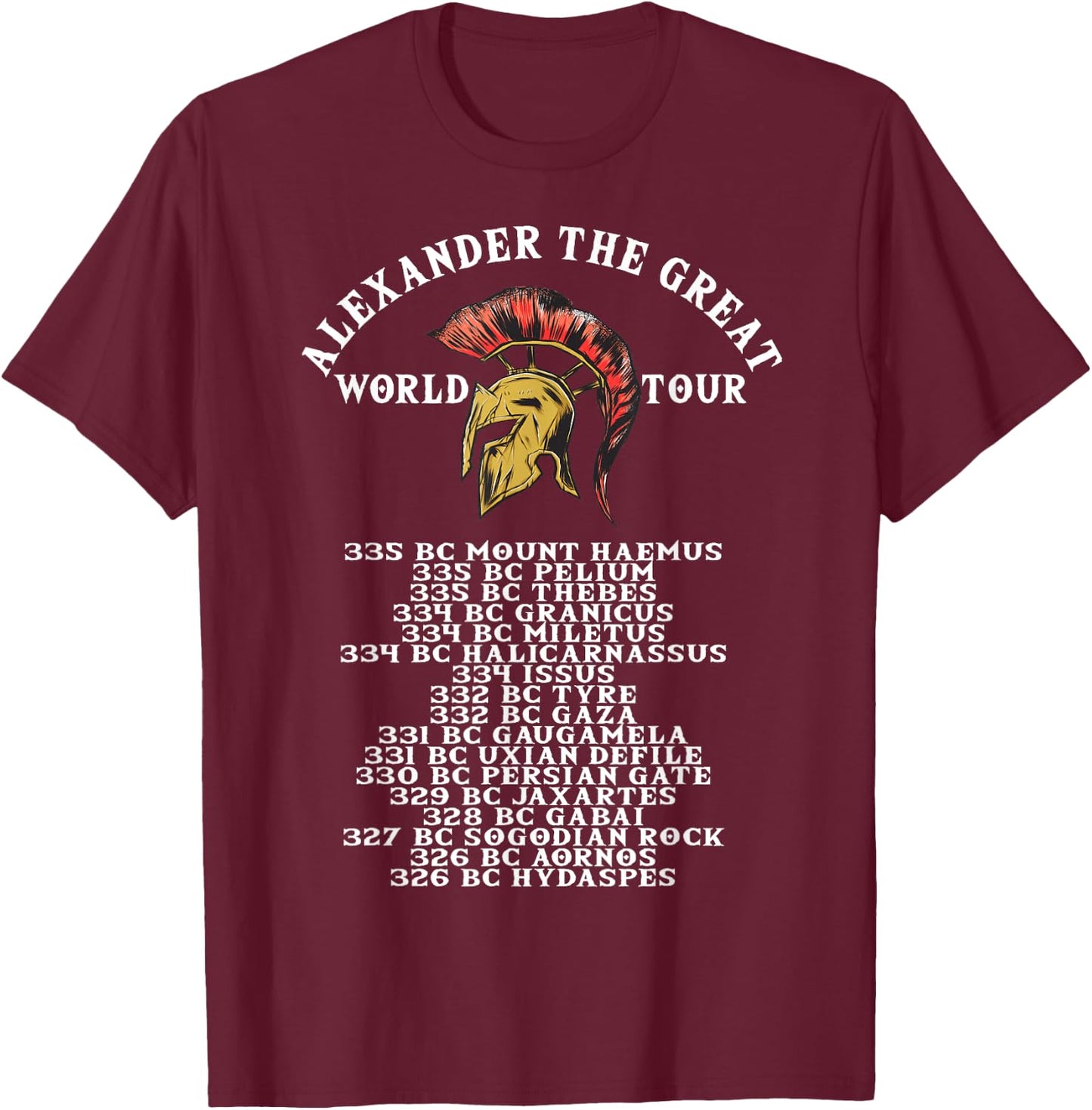 Ancient Greek History, Alexander The Great World Tour T-Shirt - T-Shirt | Maroon