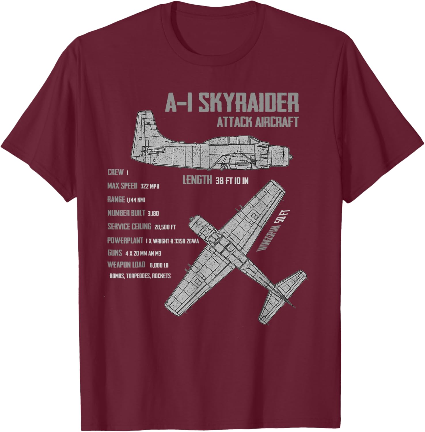 A-1 Skyraider T-Shirt - T-Shirt | Maroon