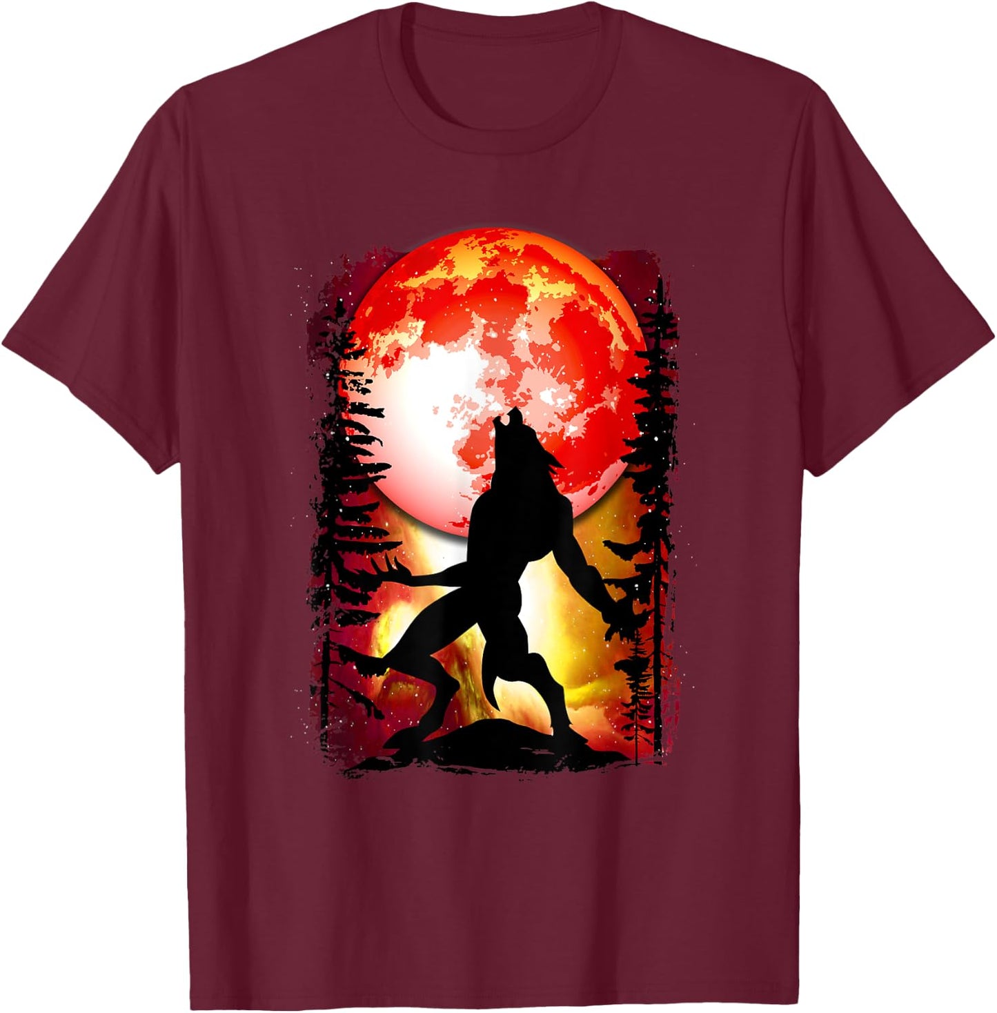 Werewolf Red Blood Full Moon Lycan Horror Halloween T-Shirt - T-Shirt | Maroon