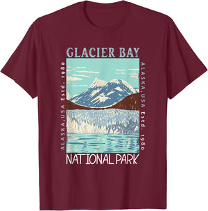Glacier Bay National Park Alaska Distressed Vintage T-Shirt - T-Shirt | Maroon