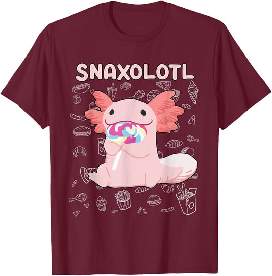 Axolotl Sweets Lollipop Snaxolotl Kawaii Axolotl T-Shirt - T-Shirt | Maroon