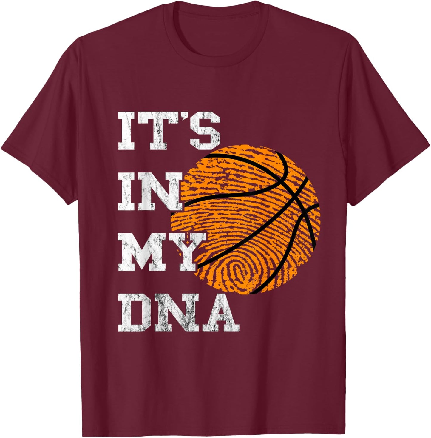 Basketball It's In My DNA Fingerprint Playing Basketball T-Shirt - T-Shirt | Maroon