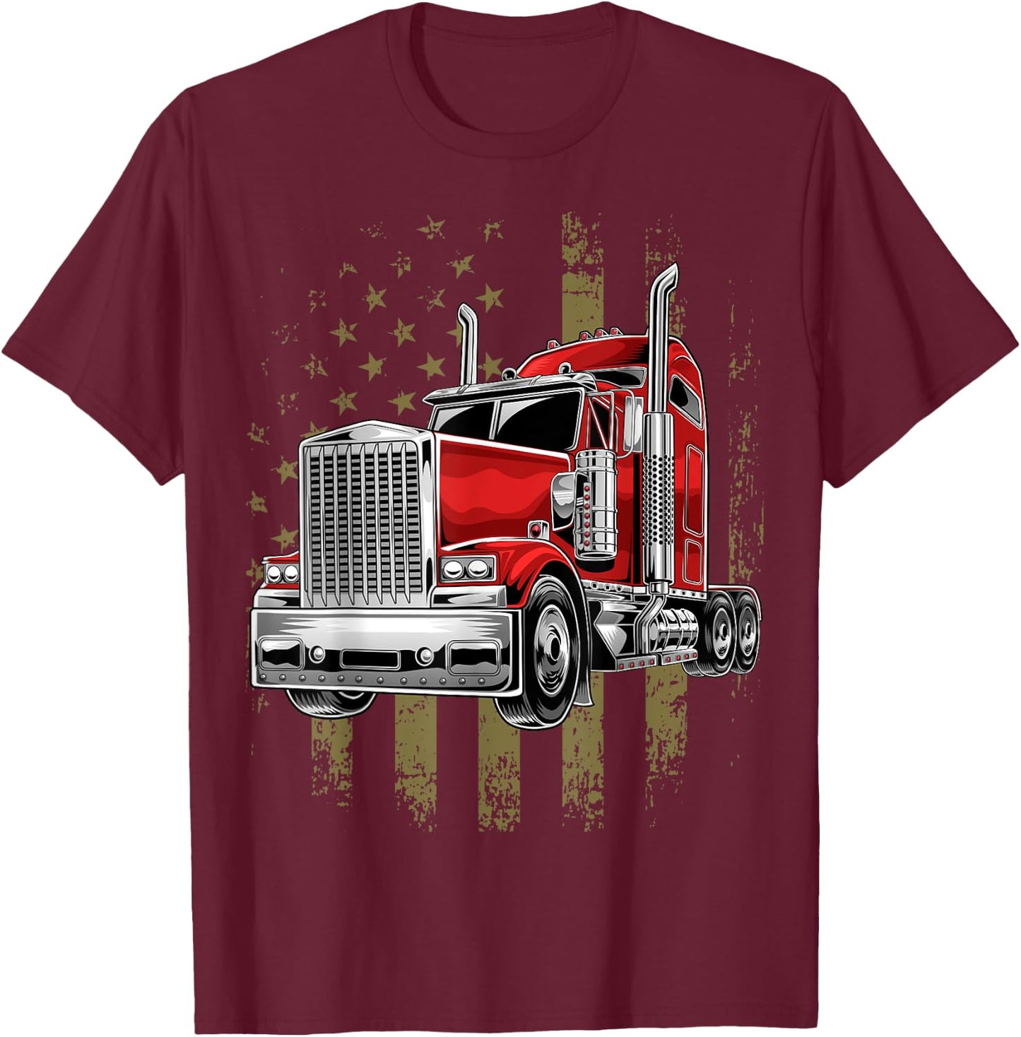 Patriotic Truck Driver American Flag Shirt Trucker Gifts Men T-Shirt - T-Shirt | Maroon