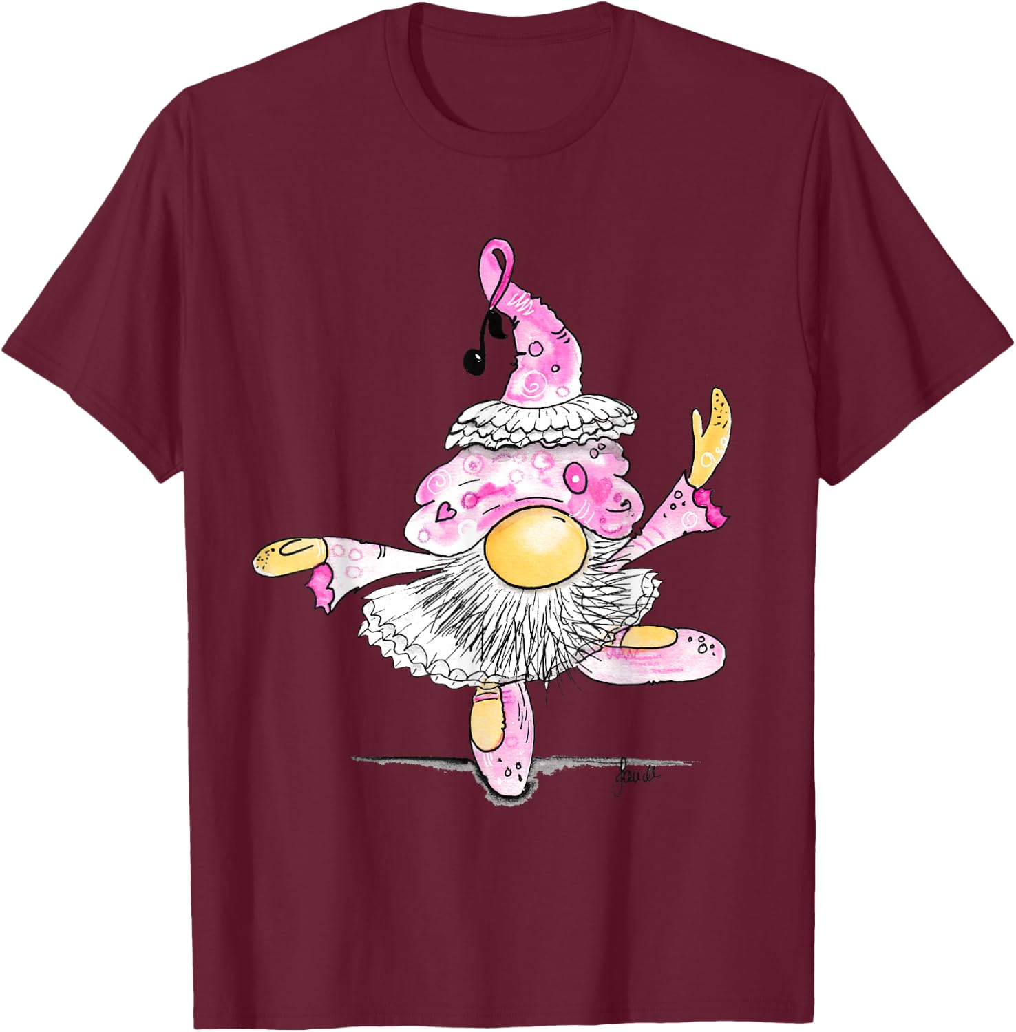 Ballet gnome - the gnome as a ballerina dances ballet T-Shirt - T-Shirt | Maroon