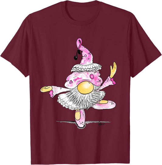 Ballet gnome - the gnome as a ballerina dances ballet T-Shirt - T-Shirt | Maroon