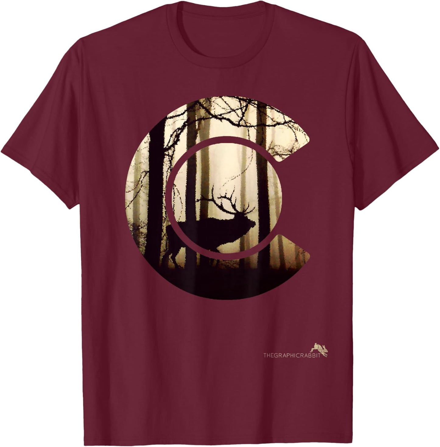 Colorado Flag Logo Elk Hunting Shirt Men T-Shirt - T-Shirt | Maroon