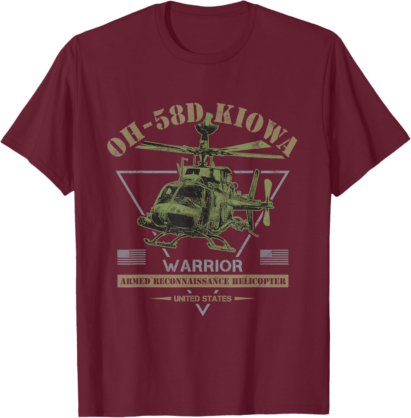 OH-58D Kiowa Warrior Helicopter T-Shirt - T-Shirt | Maroon