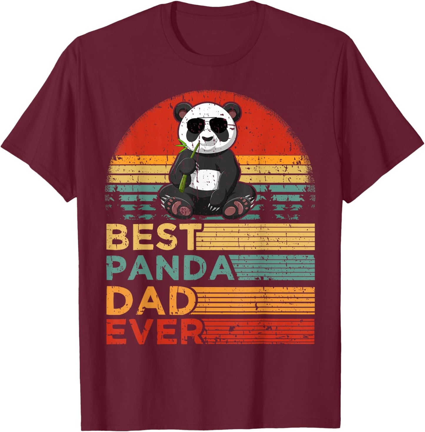 Best Panda Dad Ever Funny Vintage Panda Father's Day T-Shirt - T-Shirt | Maroon