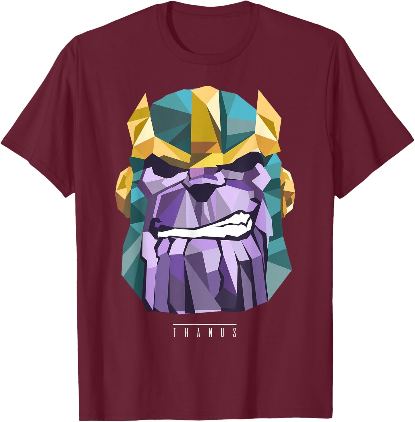 Marvel Thanos Low Poly Geometric Art Head Graphic T-Shirt - T-Shirt | Maroon
