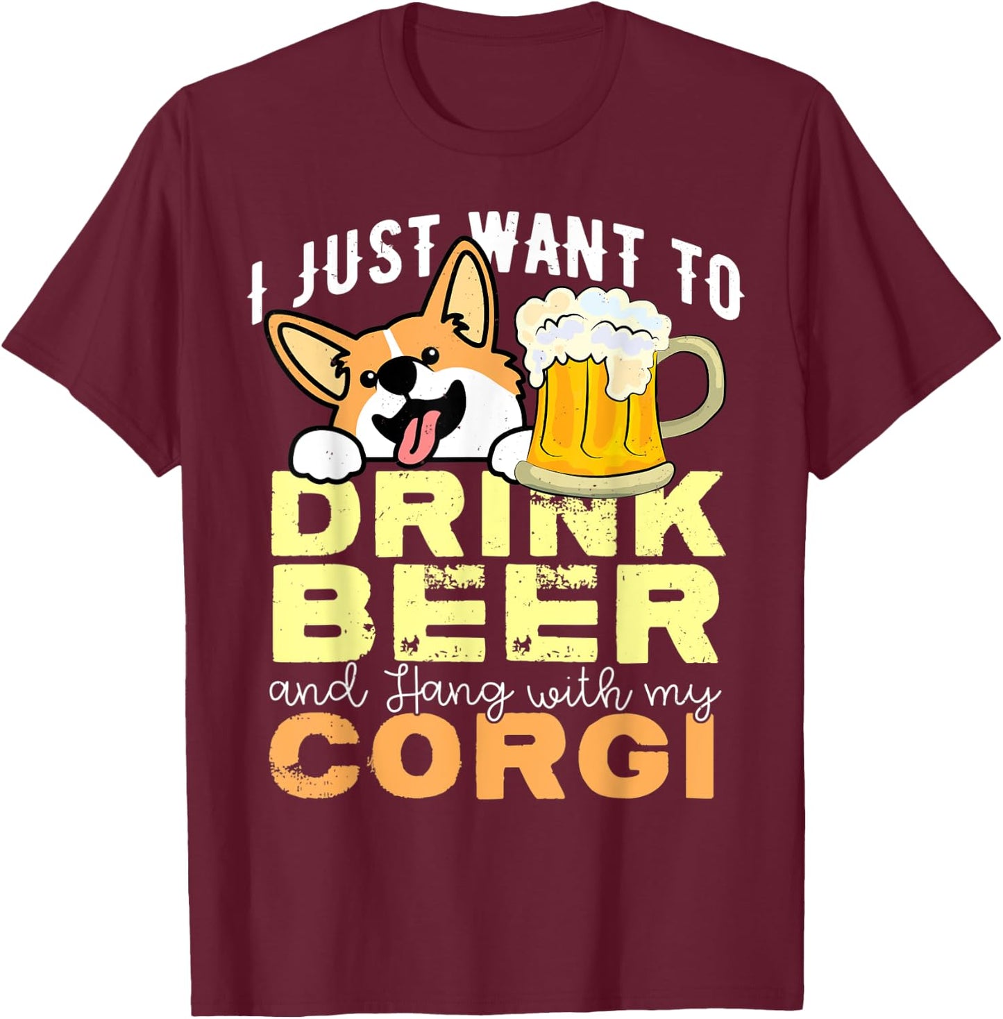 Corgi Dad Shirt Funny Father's Day Dog Lover Gift Beer Men Women T-Shirt - T-Shirt | Maroon