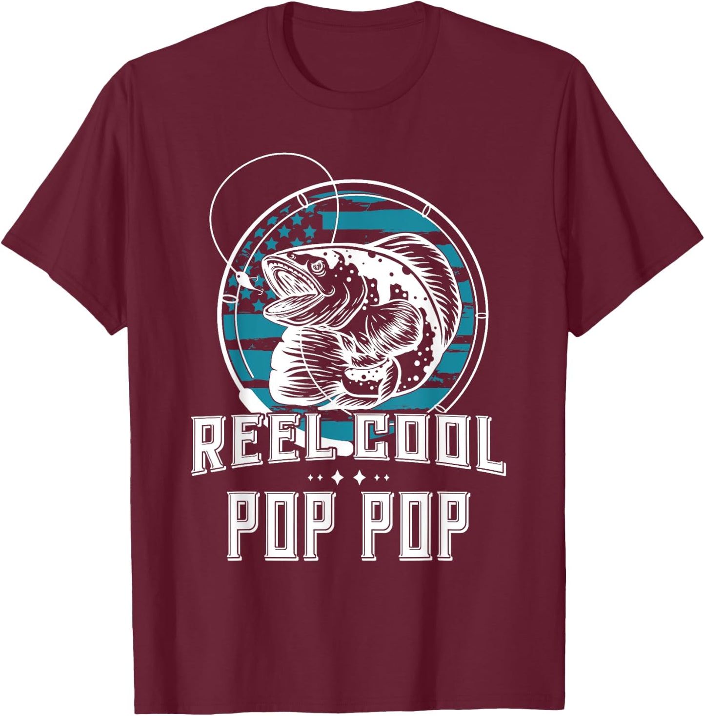 Gift Fathers Day - Reel Cool Pop Pop Fishing T-Shirt - T-Shirt | Maroon