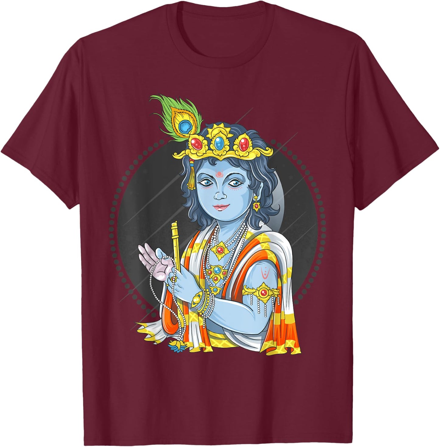 Diwali Hindu God Lord Krishna T-Shirt - T-Shirt | Maroon
