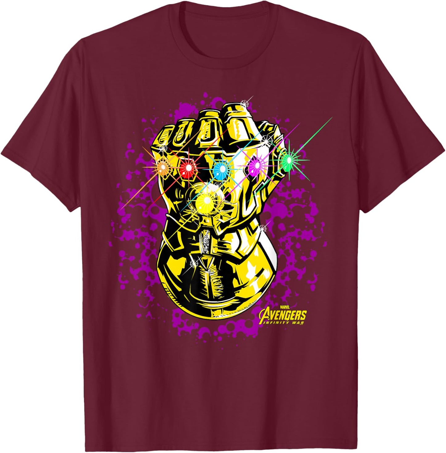 Marvel Avengers Infinity War Gauntlet Paint Graphic T-Shirt - T-Shirt | Maroon