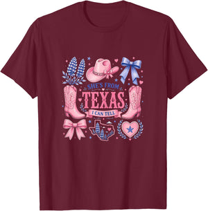 Shes from Texas I Can Tell State Southern Girls Texas Pride T-Shirt - T-Shirt | Maroon