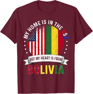 Bolivian American Patriot Heart is from Bolivia Flag T-Shirt - T-Shirt | Maroon