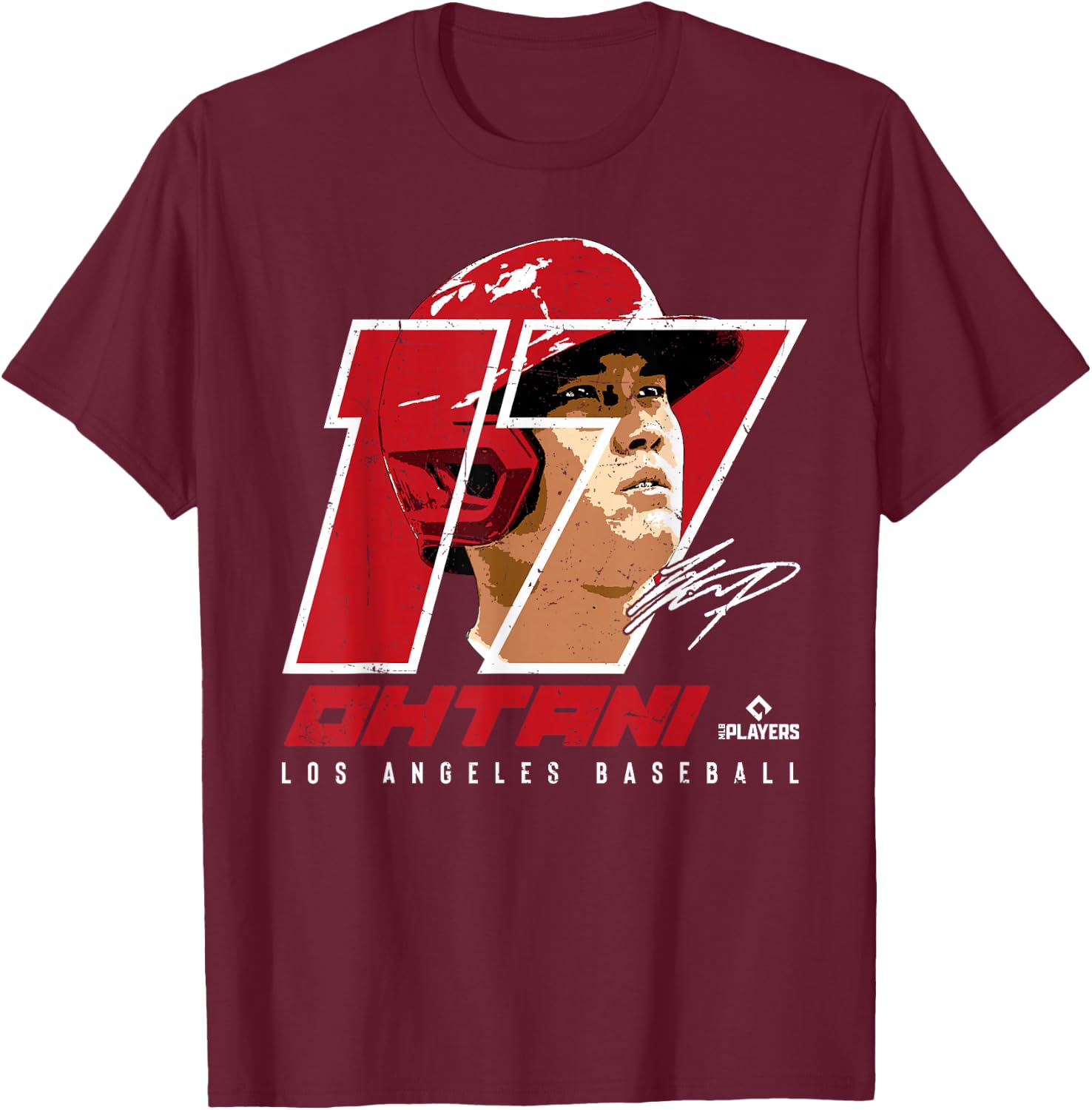 Shohei Ohtani Silhouette Sho Time Los Angeles MLBPA T-Shirt - T-Shirt | Maroon