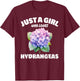 Just A Girl Who Loves Hydrangeas, Hydrangea Flowers Lover T-Shirt - T-Shirt | Maroon