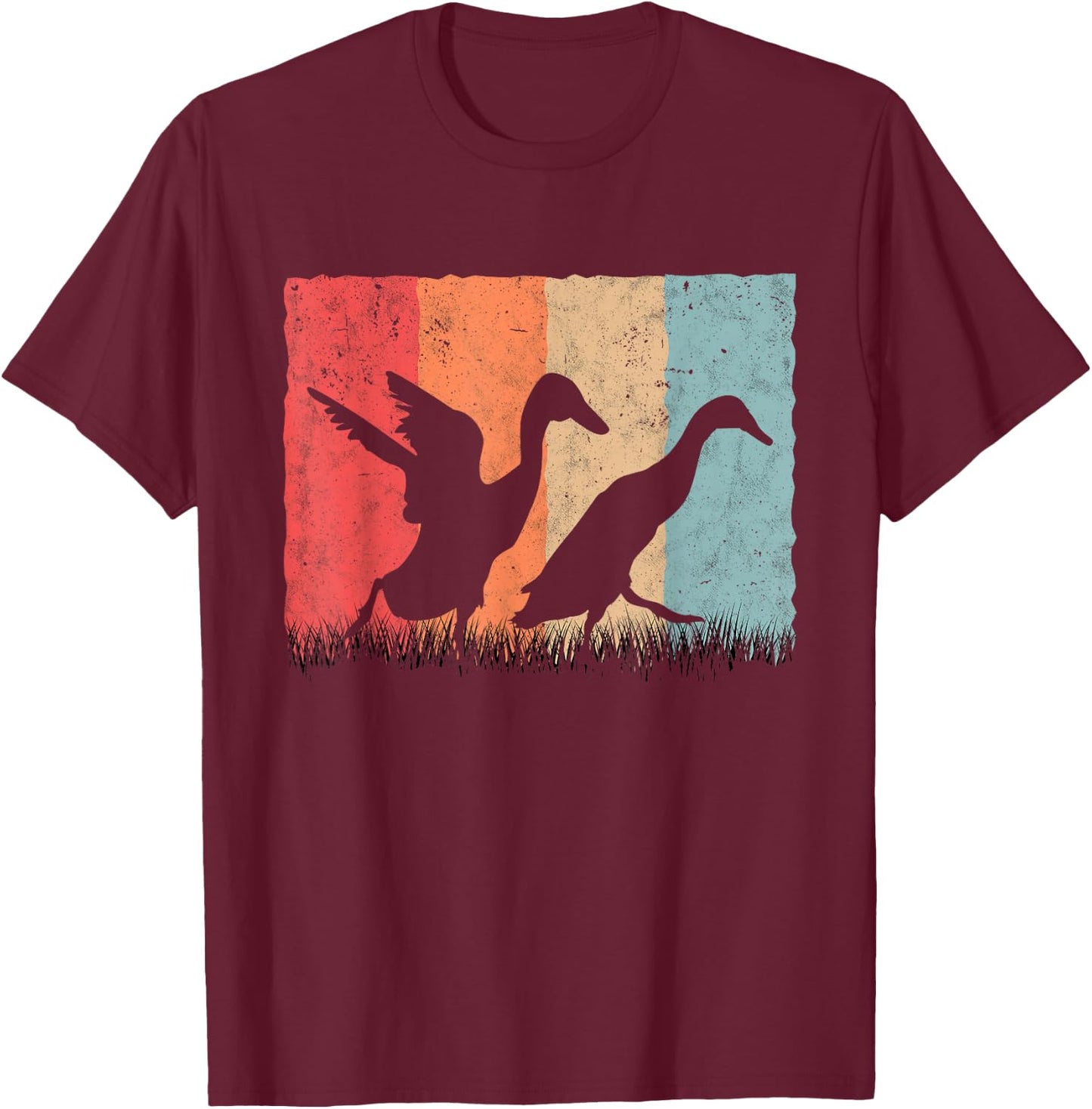 Running Duck Retro Runner Duck Vintage T-Shirt - T-Shirt | Maroon
