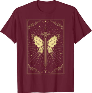 Sword That Has Butterfly Wings T-Shirt - T-Shirt | Maroon