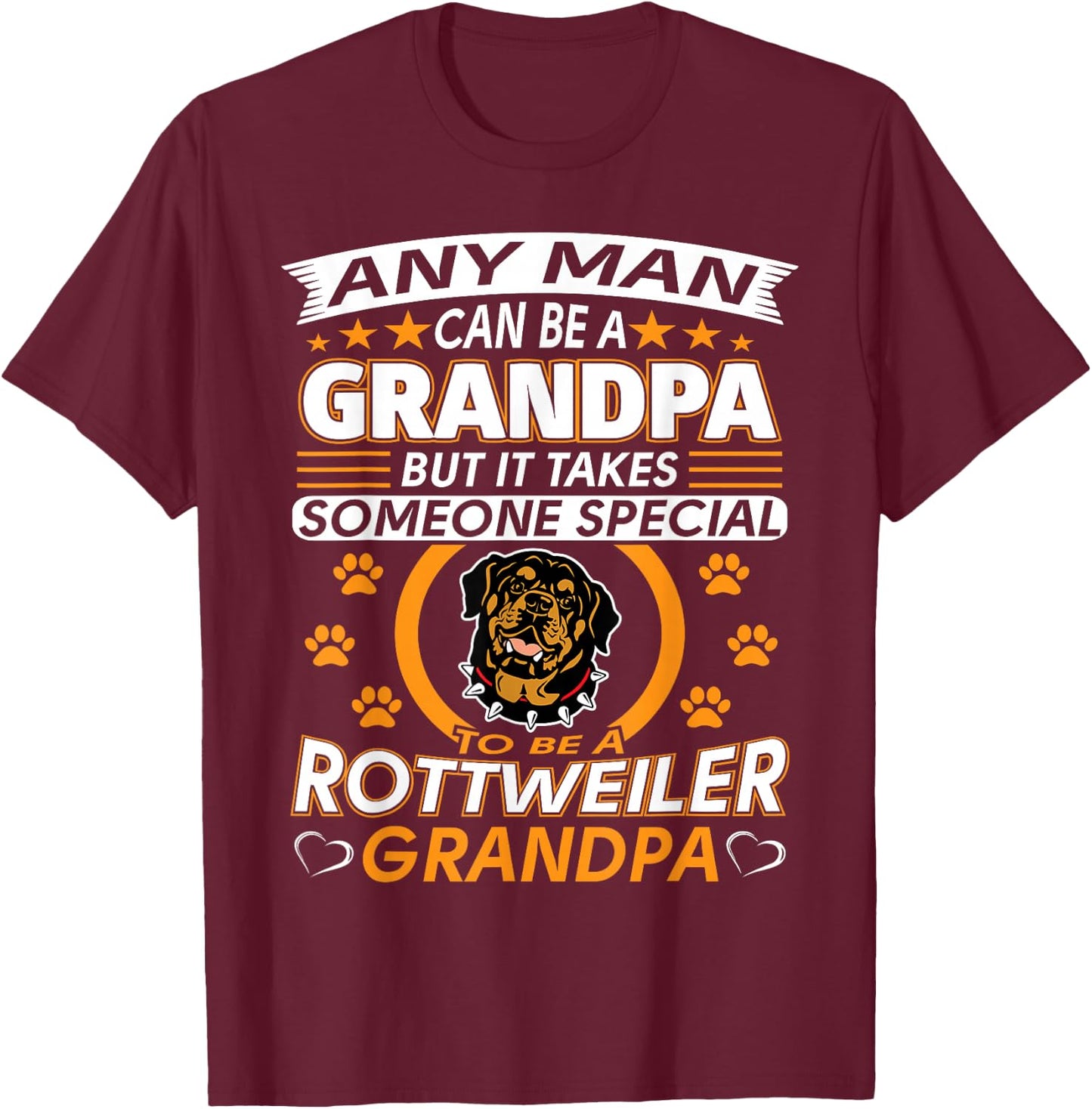 Rottweiler Grandpa T Shirt Best Gift Grandparents Day T-Shirt - T-Shirt | Maroon