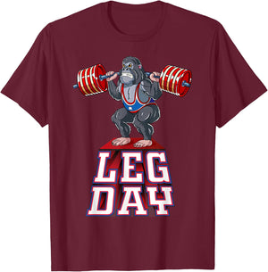 Leg Day gorilla Weight Lifting Squat Gym Training T-Shirt - T-Shirt | Maroon