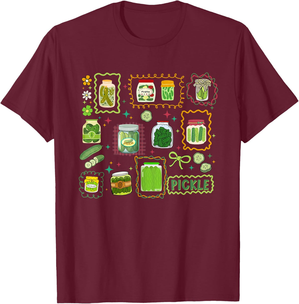 Preppy Canned-Pickles Jar Canning Season Bow Women Girls T-Shirt - T-Shirt | Maroon