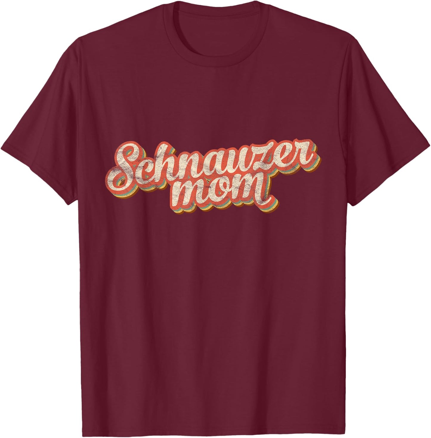 Vintage Schnauzer Mom Gift Standard Giant Dog Lover Pet Mama T-Shirt - T-Shirt | Maroon