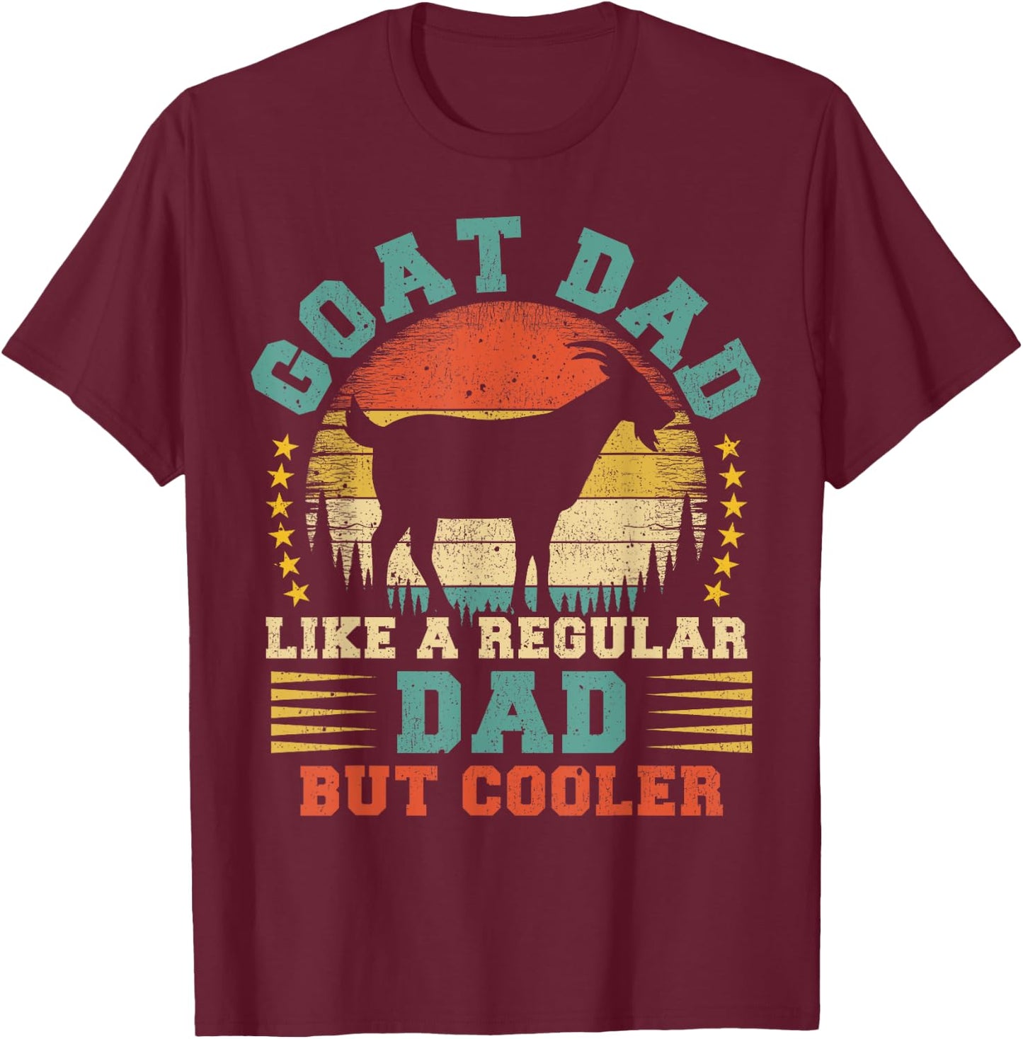 Vintage Goat Dad Like A Regular Dad Goat Father's Day T-Shirt - T-Shirt | Maroon