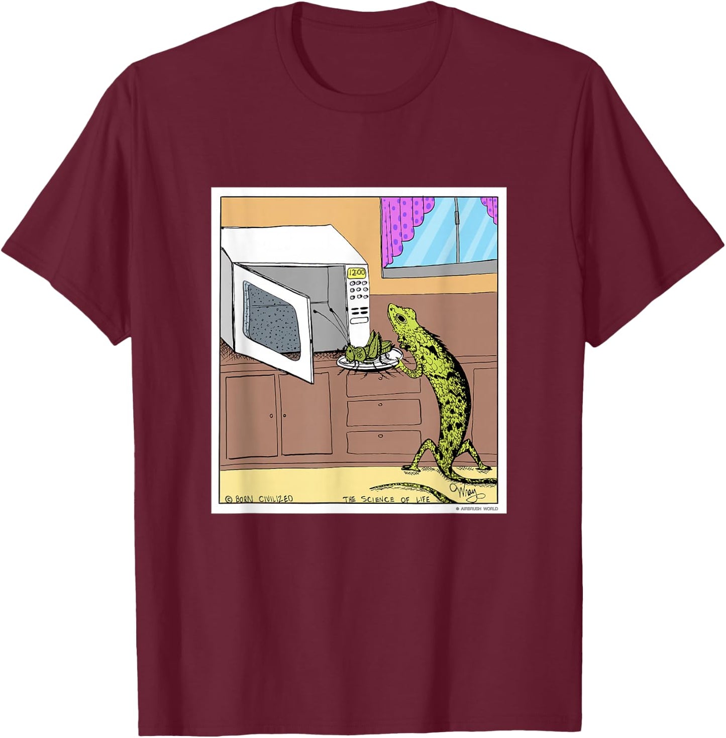 Lizard Microwave Dinner Funny Reptile Novelty Gift T-Shirt - T-Shirt | Maroon