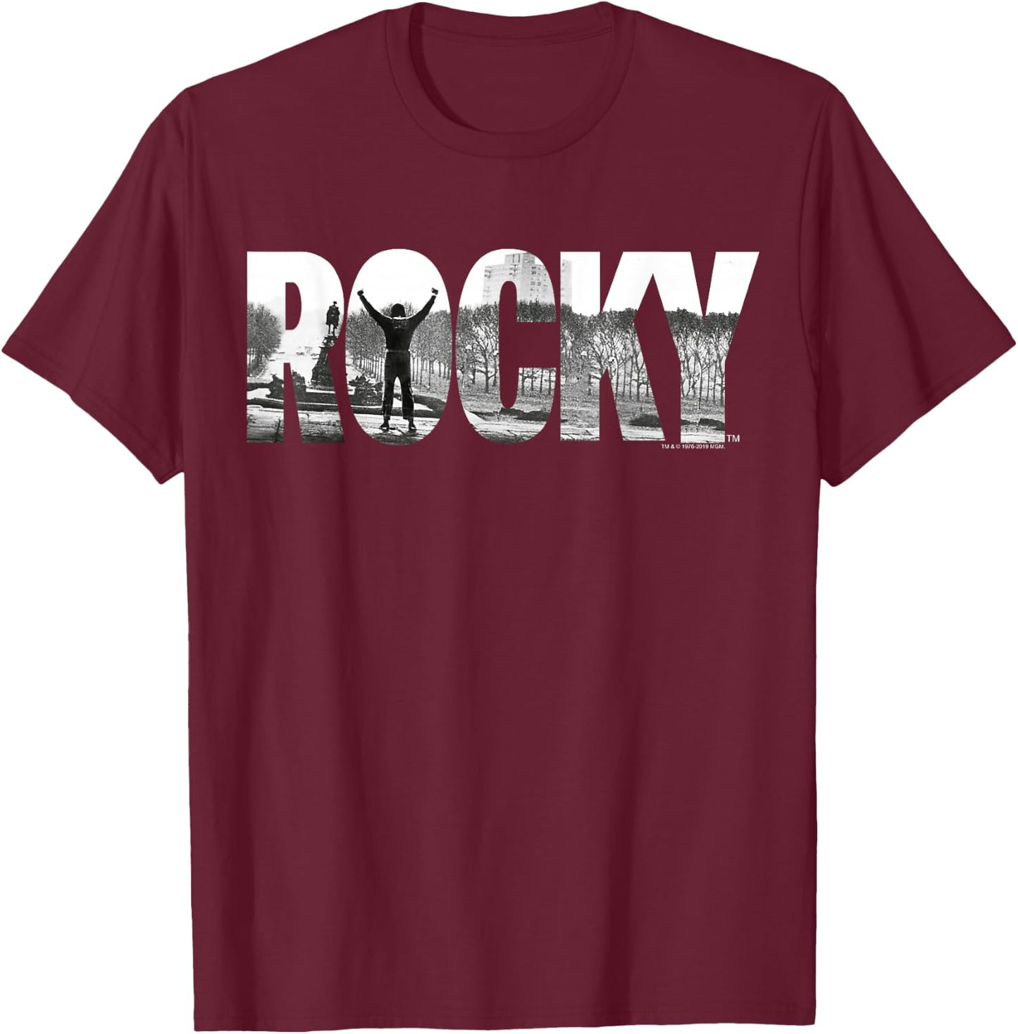 Rocky Black Classic Fit , Cotton , Adult T-Shirt - T-Shirt | Maroon