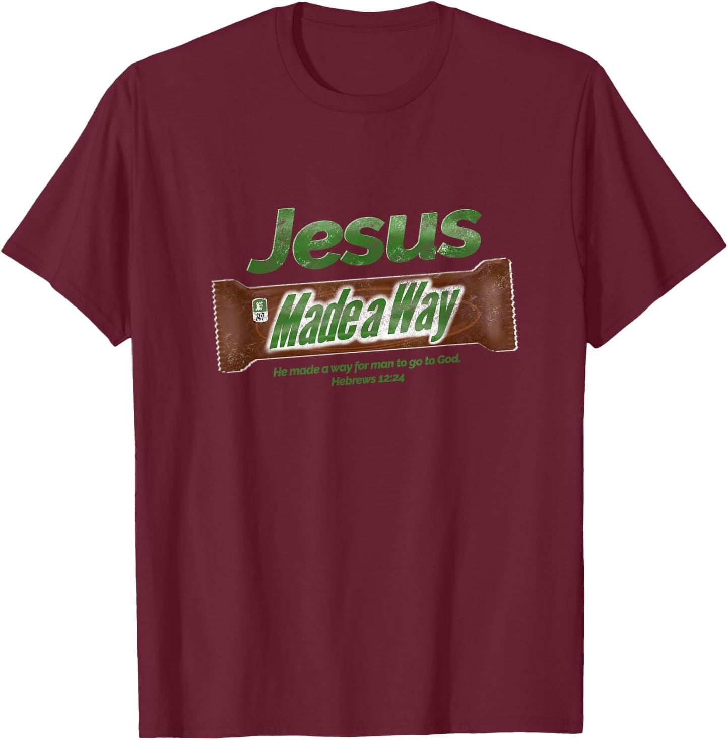 Jesus Candy Bar Christian Gift T-Shirt - T-Shirt | Maroon