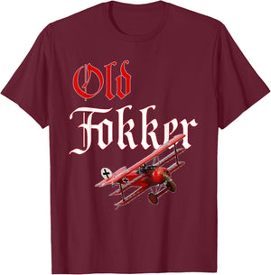 Old Fokker Triplane WW1 Fighter Plane Gift T-Shirt - T-Shirt | Maroon