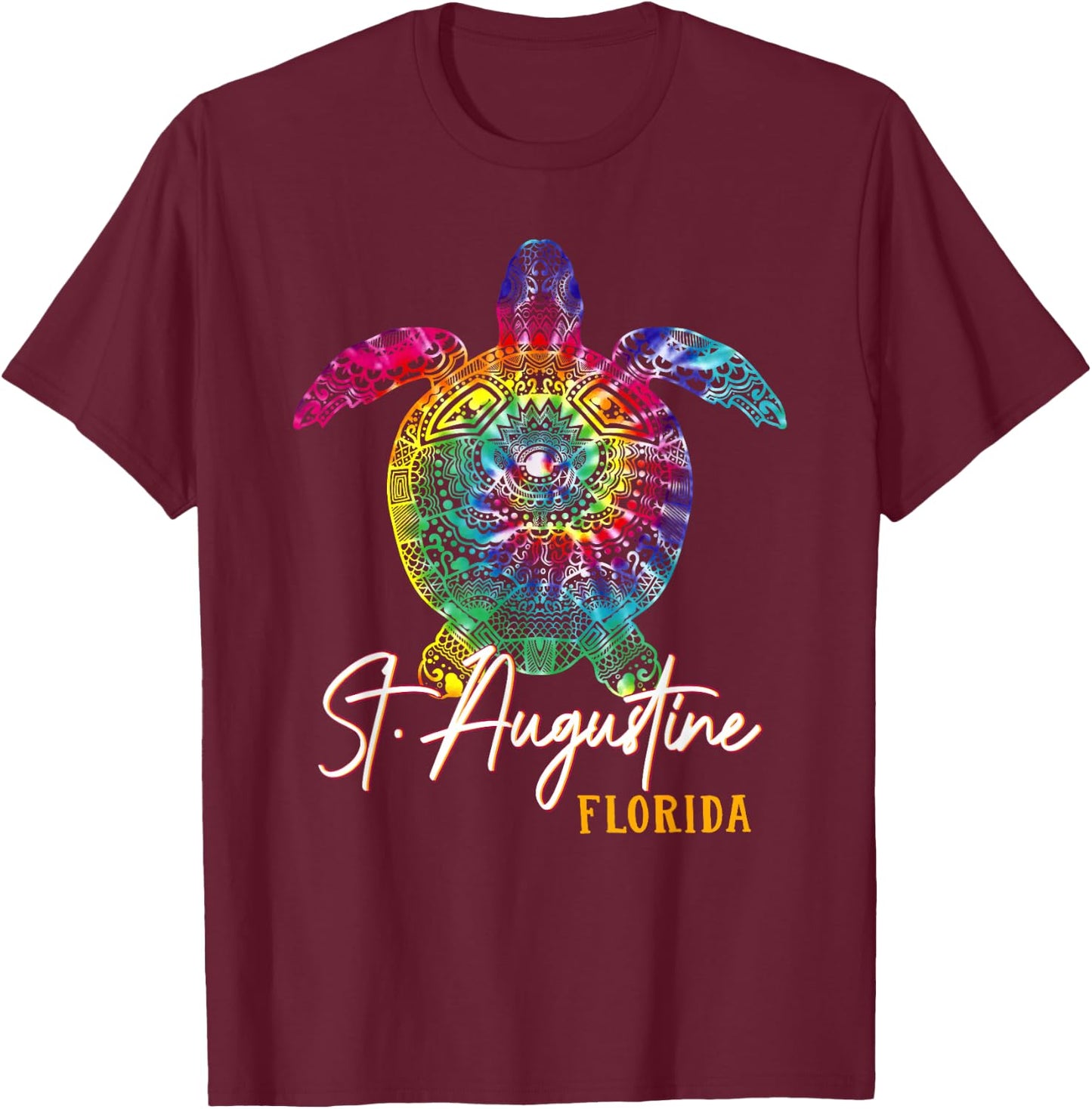 St. Augustine Tie Dye Sea Turtle Matching Family Vacation T-Shirt - T-Shirt | Maroon