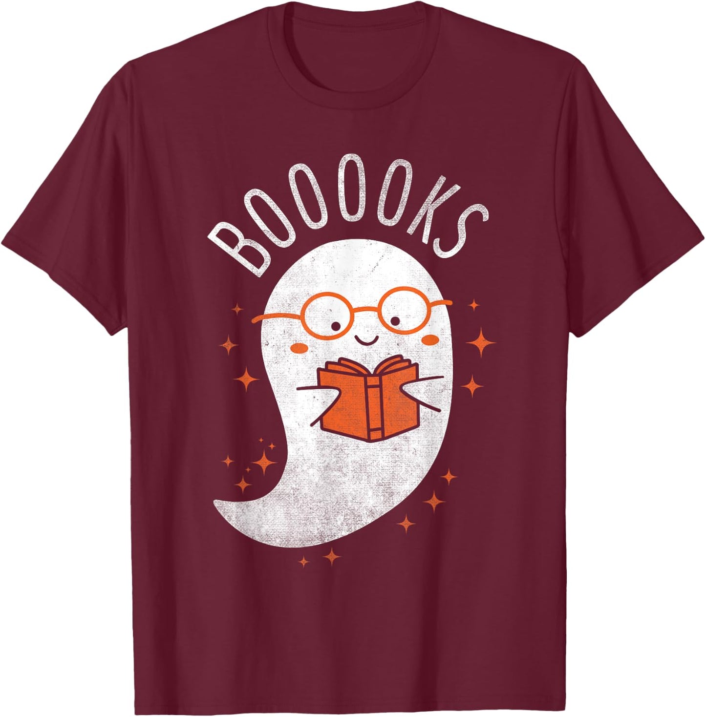 Booooks Ghost Funny Halloween Teacher Book Library Reading T-Shirt - T-Shirt | Maroon