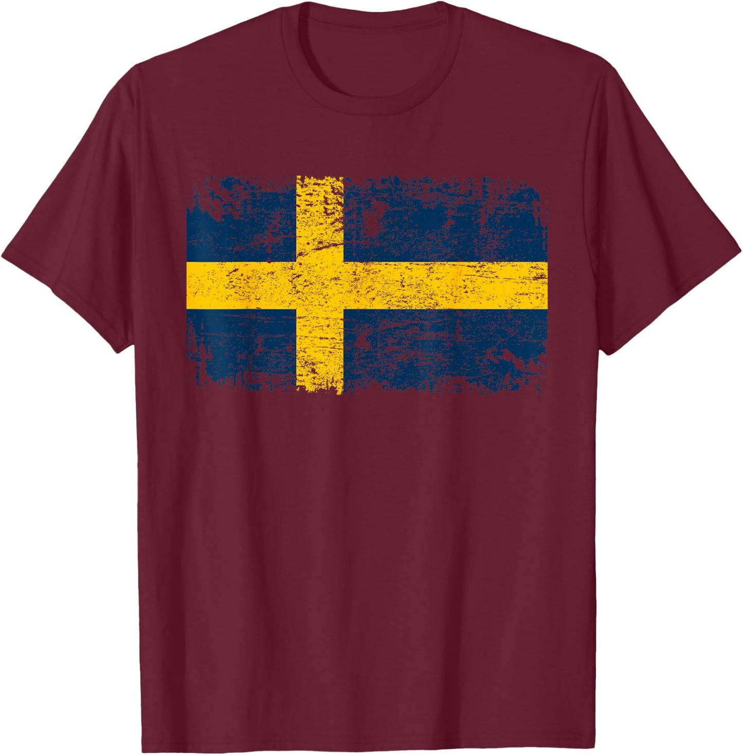 SWEDEN Flag | Men Women Kids | Vintage SWEDEN T-Shirt - T-Shirt | Maroon