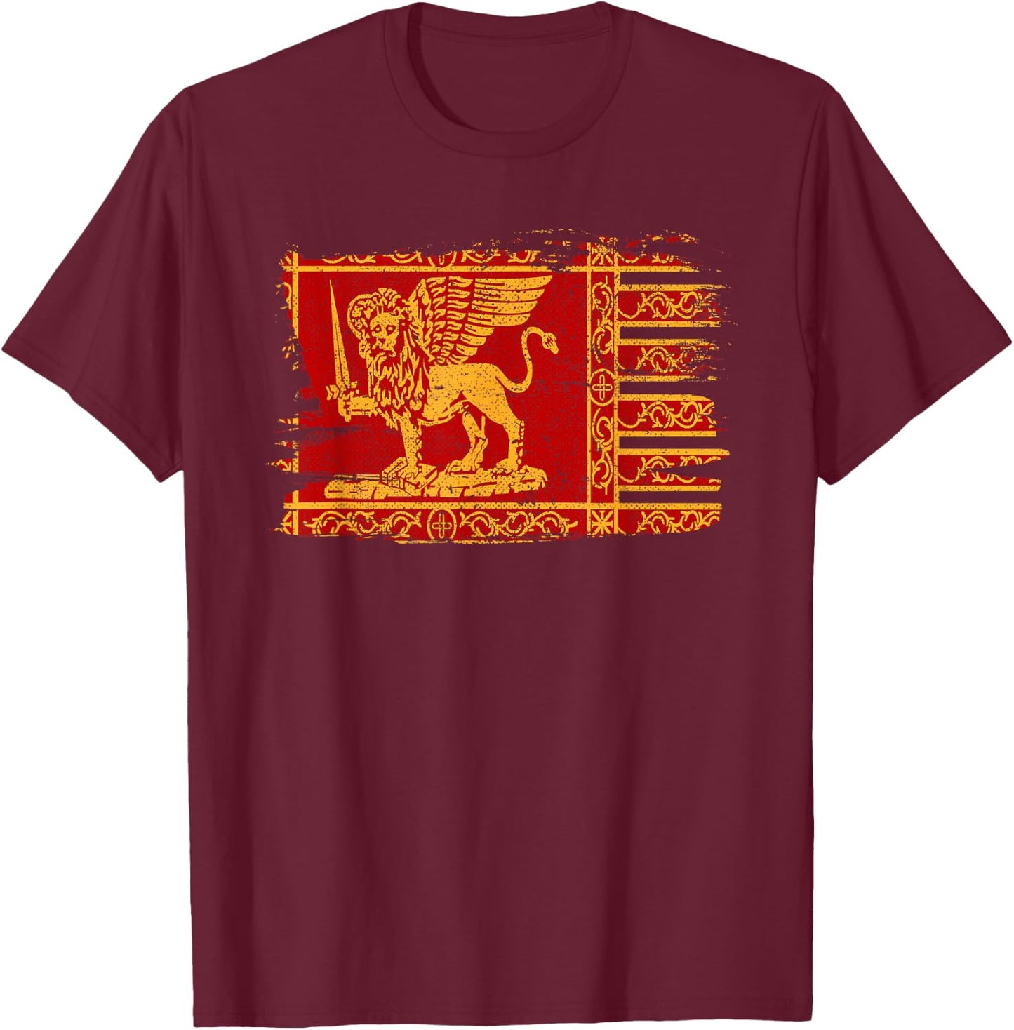 Republic of Venice Veneto Italy Flag Winged Lion Gonfalone T-Shirt - T-Shirt | Maroon